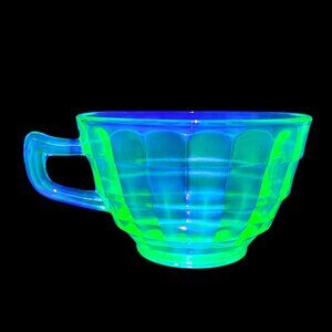 Vintage Uranium Depression Glass Green Collectible Tea Cup